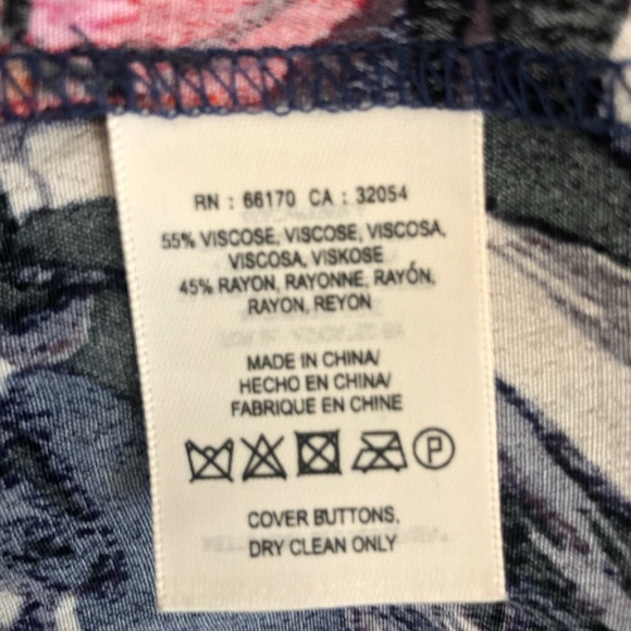 Maeve Anthropologie Dress XS Navy Blue Floral 3/4 Sleeves Pockets - Picture 6 of 8